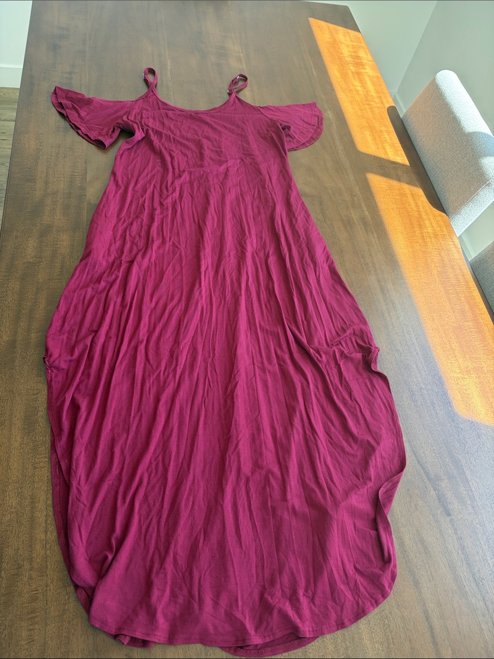Cold-Shoulder Maxi Dress in Berry